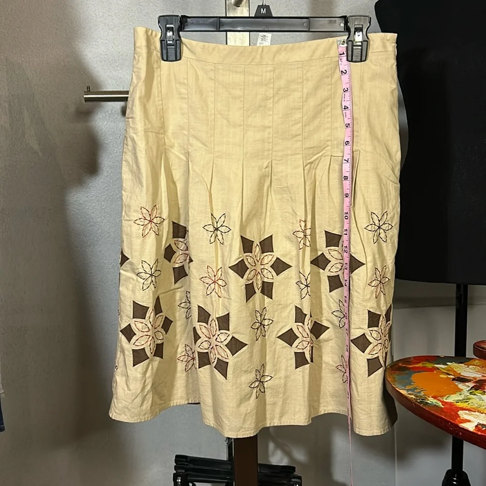 LOFT Women's Brown, Tan and Cream Boho‎ floral Skirt - Size 6